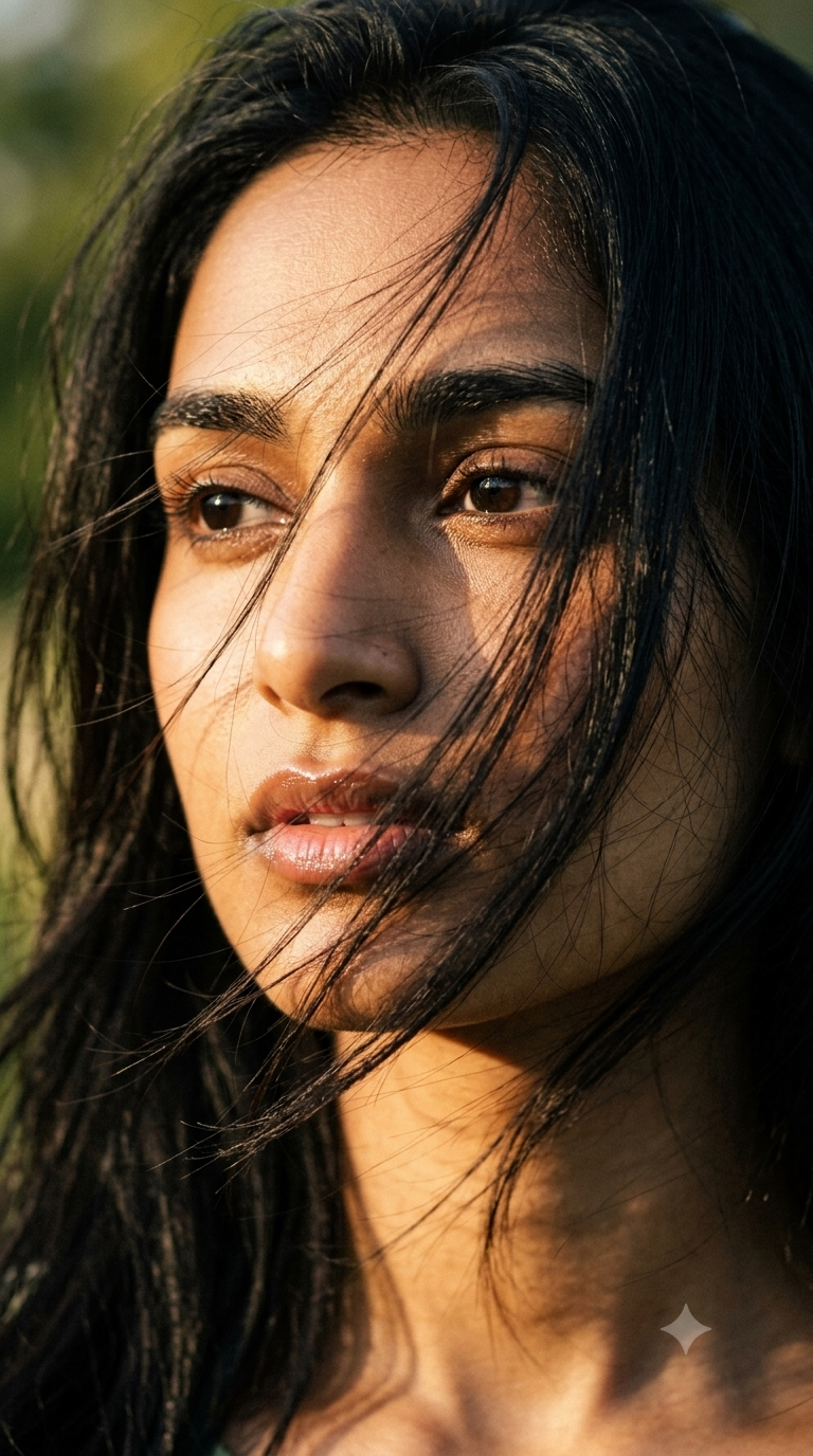Golden Hour Windblown Portrait